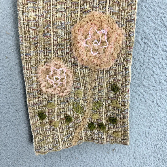 Amet & ladoue Scarf Floral‎ Mixed Media Silk Blend 3D Rosette Embroidered Boho - Picture 5 of 5